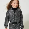 Blousons Et Manteaux*TWINSET Milano Bomber Avec Sequins All-over Canon de Fusil Métallisé