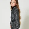 Blousons Et Manteaux*TWINSET Milano Bomber Avec Sequins All-over Canon de Fusil Métallisé