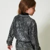 Blousons Et Manteaux*TWINSET Milano Bomber Avec Sequins All-over Canon de Fusil Métallisé