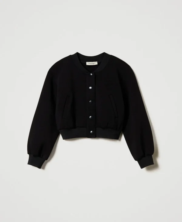 bomber_en_scuba_1.webp Blousons Et Manteaux*TWINSET Milano Bomber En Scuba Noir