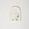 Chapeaux*TWINSET Milano Bonnet En Maille Avec Broderies Crème White