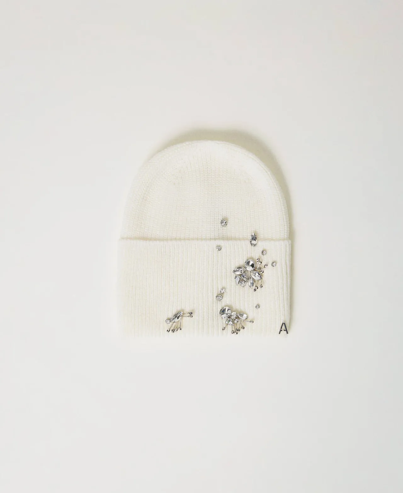 Chapeaux*TWINSET Milano Bonnet En Maille Avec Broderies Crème White