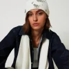 Chapeaux*TWINSET Milano Bonnet En Maille Avec Broderies Crème White