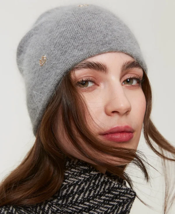 bonnet_en_maille_avec_ova_1.webp Chapeaux*TWINSET Milano Bonnet En Maille Avec Oval T Gris Chiné Foncé
