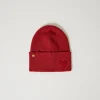 Chapeaux*TWINSET Milano Bonnet En Maille Avec Patch En Cœur Rouge Vénitien