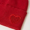 Chapeaux*TWINSET Milano Bonnet En Maille Avec Patch En Cœur Rouge Vénitien