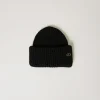 Chapeaux*TWINSET Milano Bonnet En Maille Côtelée Avec Oval T Noir