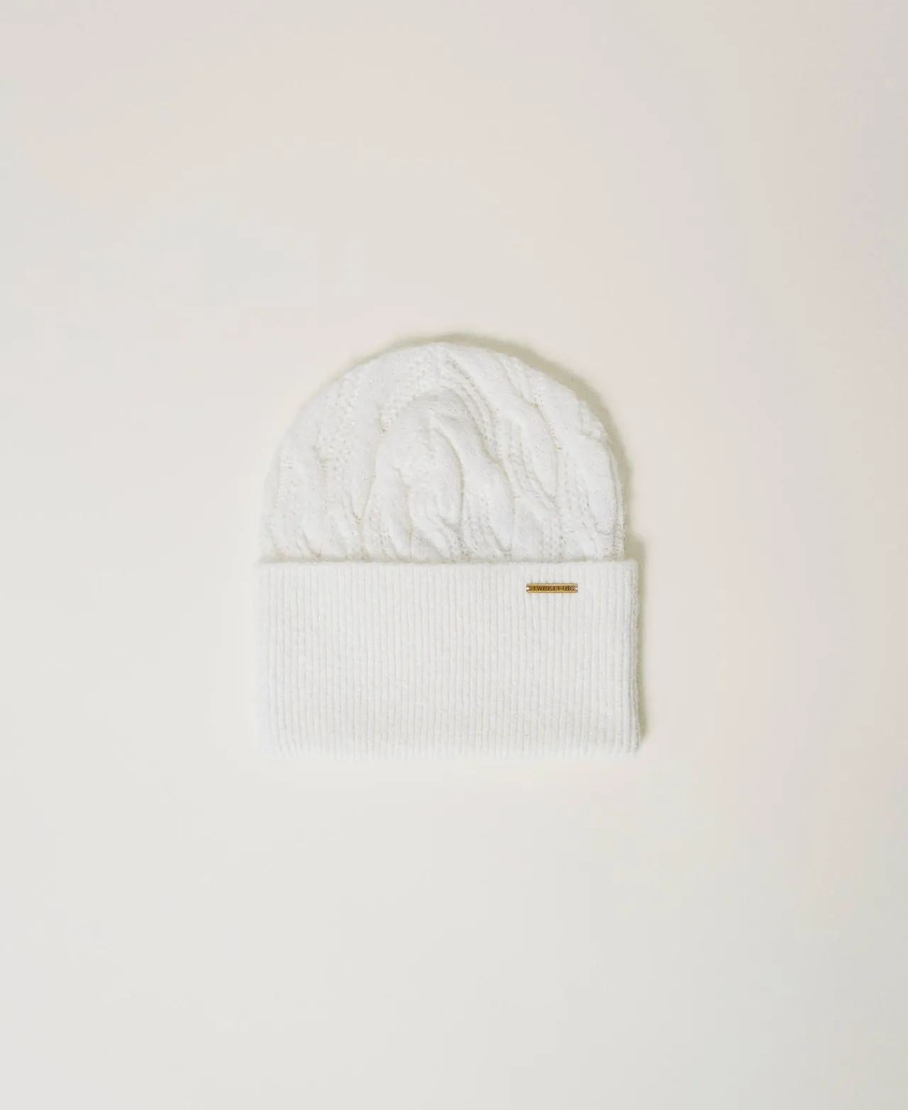 Chapeaux*TWINSET Milano Bonnet En Maille Torsadée Nacre