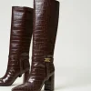 bottes__talons_avec_impri_2.webp Chaussures À Talons | Bottes Et Bottines*TWINSET Milano Bottes à Talons Avec Imprimé Croco Coffee Chocolate