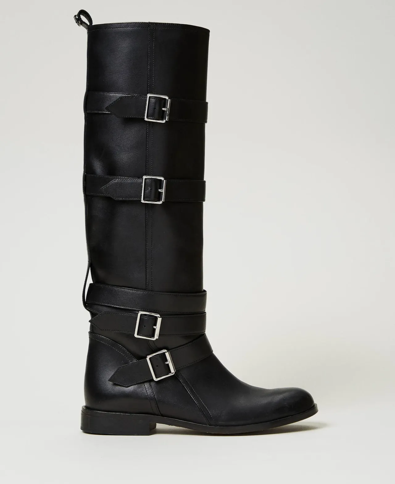 Chaussures Plates | Bottes Et Bottines*TWINSET Milano Bottes En Cuir Avec Brides Noir