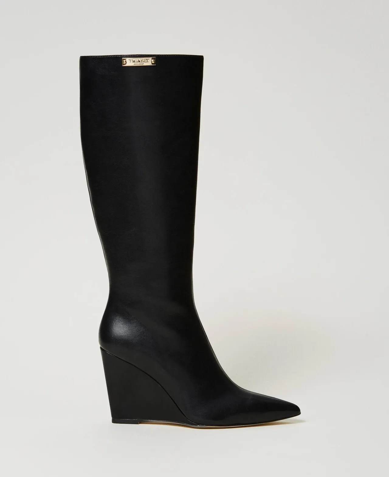 Chaussures À Talons | Bottes Et Bottines*TWINSET Milano Bottes Montantes Avec Semelle Compensée Et étiquette Siglée Noir
