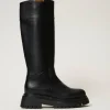 bottes_montantes_avec_tiq_0.webp Chaussures Plates | Bottes Et Bottines*TWINSET Milano Bottes Montantes Avec étiquette Siglée Noir
