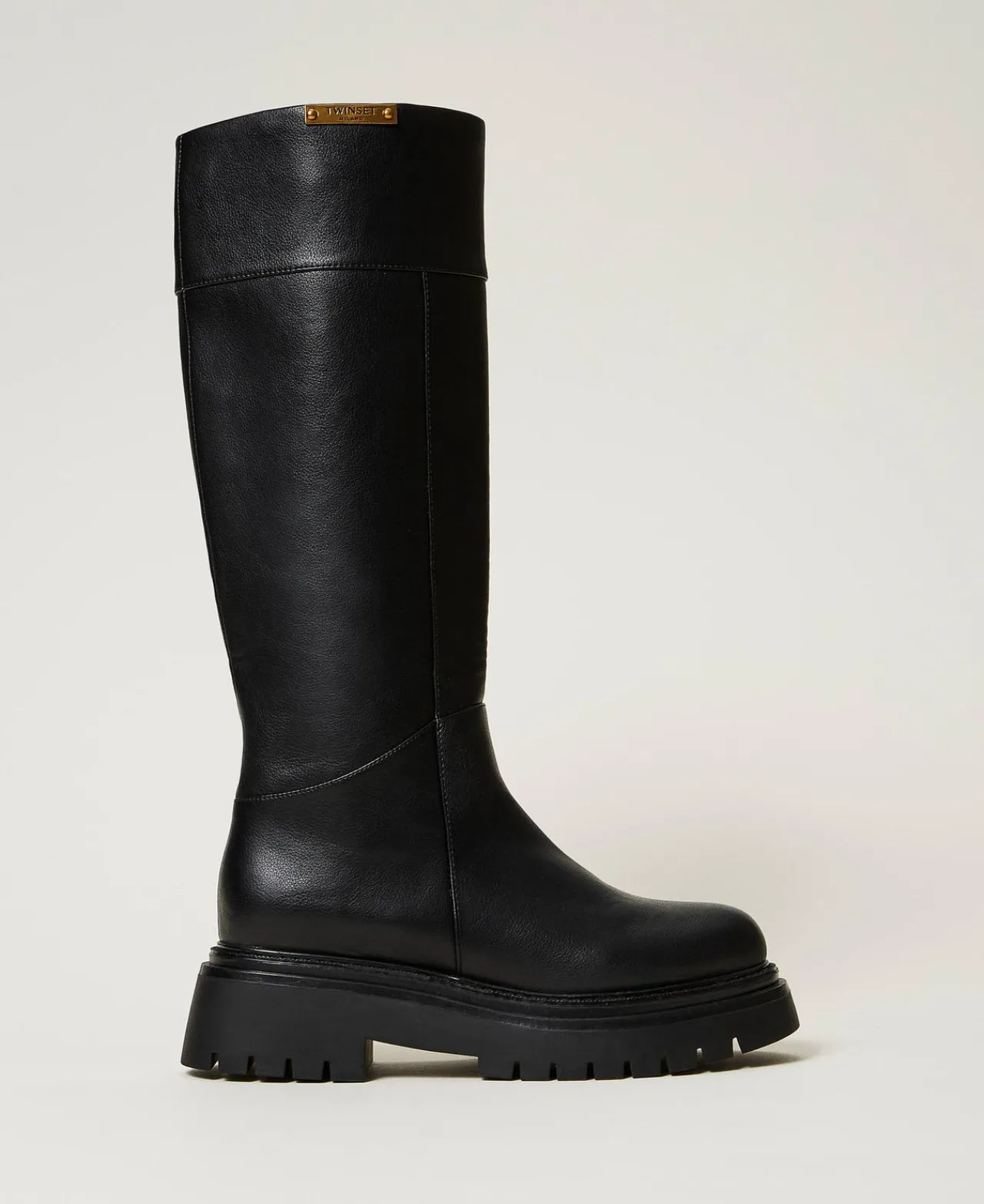 Chaussures Plates | Bottes Et Bottines*TWINSET Milano Bottes Montantes Avec étiquette Siglée Noir