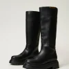 bottes_montantes_avec_tiq_2.webp Chaussures Plates | Bottes Et Bottines*TWINSET Milano Bottes Montantes Avec étiquette Siglée Noir