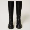 bottes_montantes_avec_tiq_4.webp Chaussures Plates | Bottes Et Bottines*TWINSET Milano Bottes Montantes Avec étiquette Siglée Noir