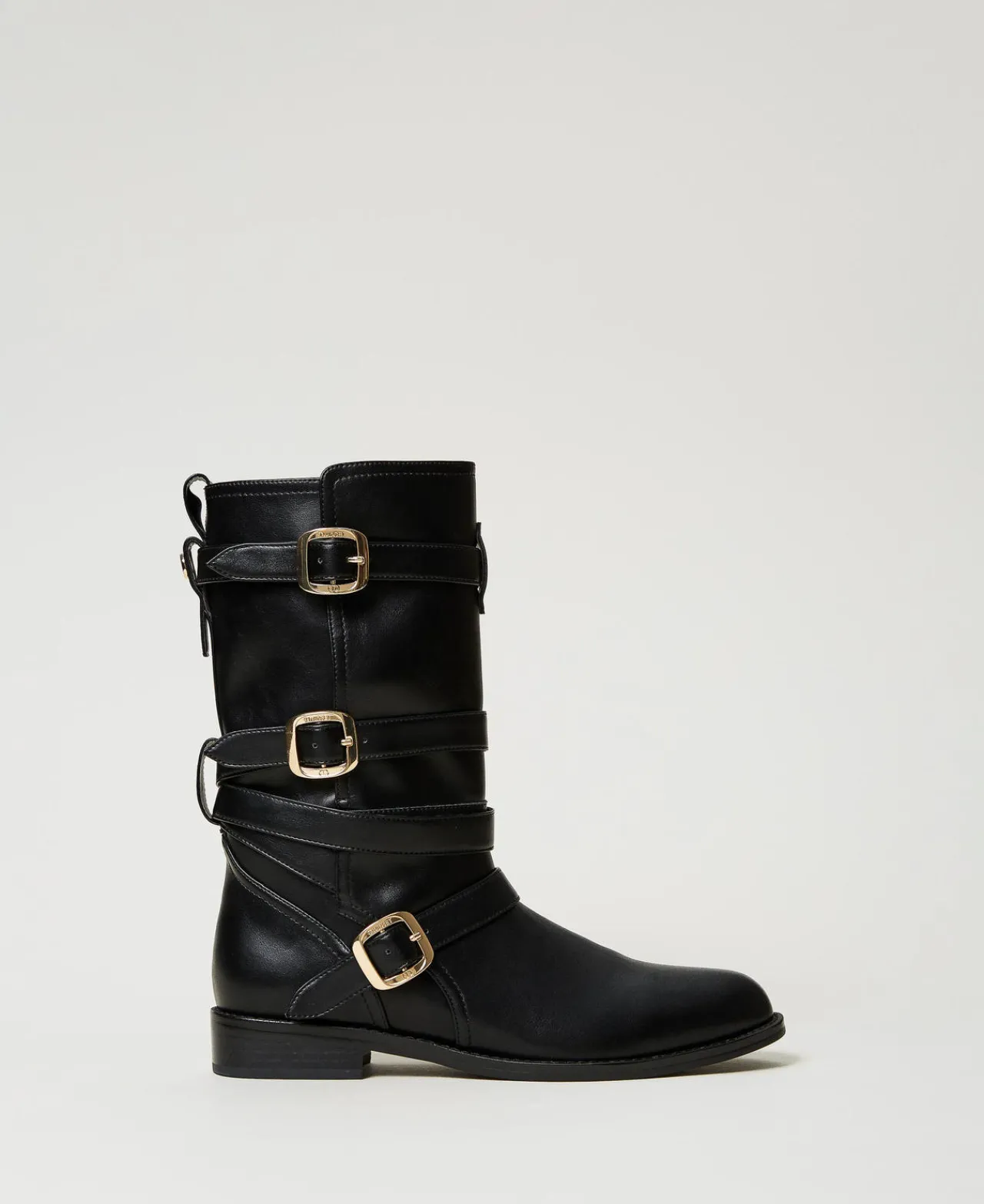 Chaussures Plates | Bottes Et Bottines*TWINSET Milano Bottes Motardes Avec Brides Noir