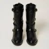 bottes_motardes_avec_brid_4.webp Chaussures Plates | Bottes Et Bottines*TWINSET Milano Bottes Motardes Avec Brides Noir