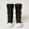 bottes_rembourres_avec_lo_4.webp Chaussures Plates | Bottes Et Bottines*TWINSET Milano Bottes Rembourrées Avec Logo Noir