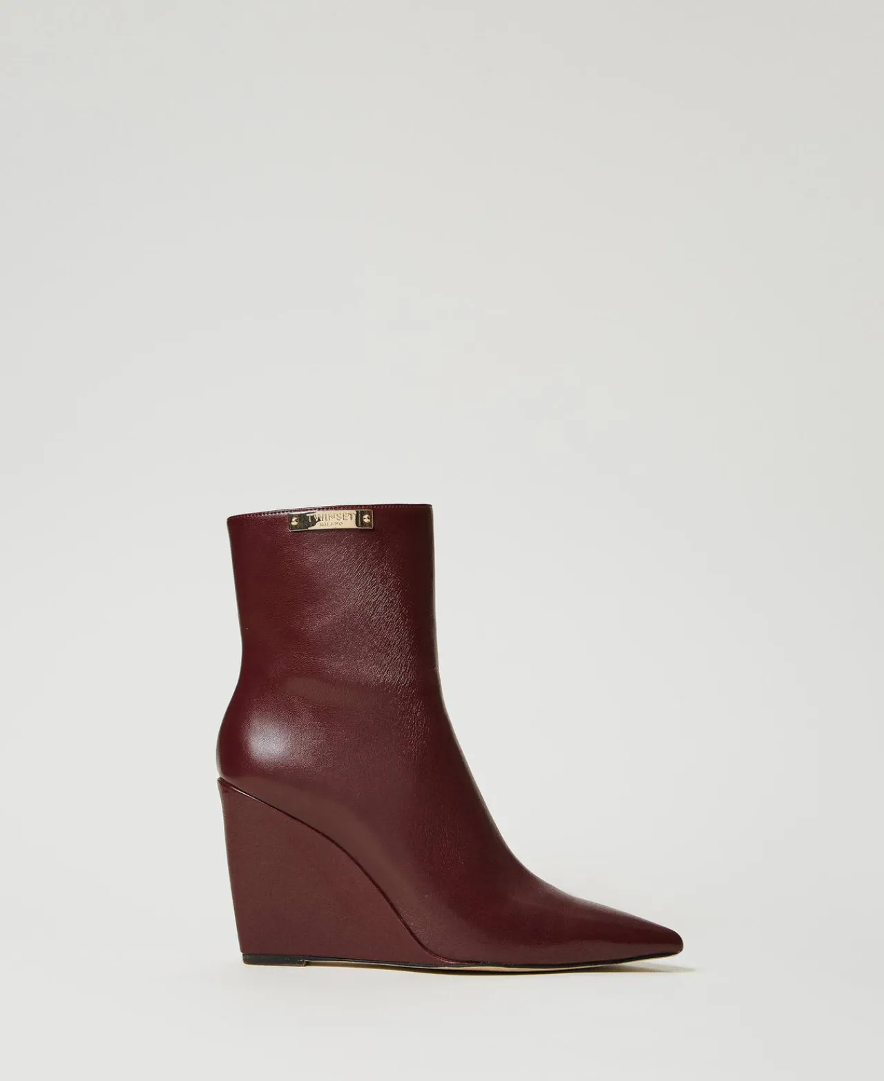 Chaussures À Talons | Bottes Et Bottines*TWINSET Milano Bottines Avec Semelle Compensée Et étiquette Siglée Bordeaux