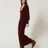 Chaussures À Talons | Bottes Et Bottines*TWINSET Milano Bottines Avec Semelle Compensée Et étiquette Siglée Bordeaux