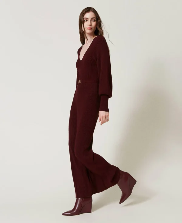 Chaussures À Talons | Bottes Et Bottines*TWINSET Milano Bottines Avec Semelle Compensée Et étiquette Siglée Bordeaux