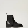 Chaussures Plates | Bottes Et Bottines*TWINSET Milano Bottines Chelsea En Cuir Avec Oval T Noir