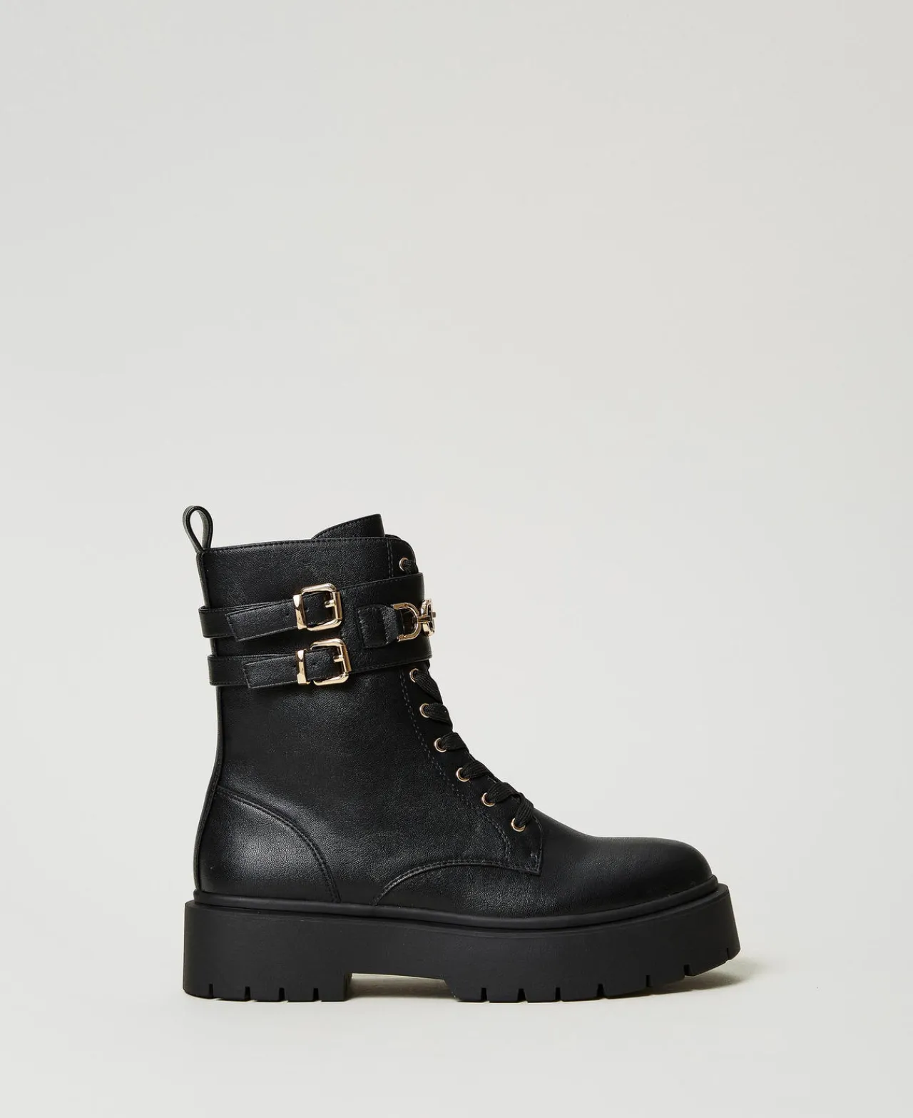 Bottines Motardes | Chaussures Plates*TWINSET Milano Bottines Motardes Avec Boucles Et Barrette Oval T Noir