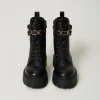 Bottines Motardes | Chaussures Plates*TWINSET Milano Bottines Motardes Avec Boucles Et Barrette Oval T Noir
