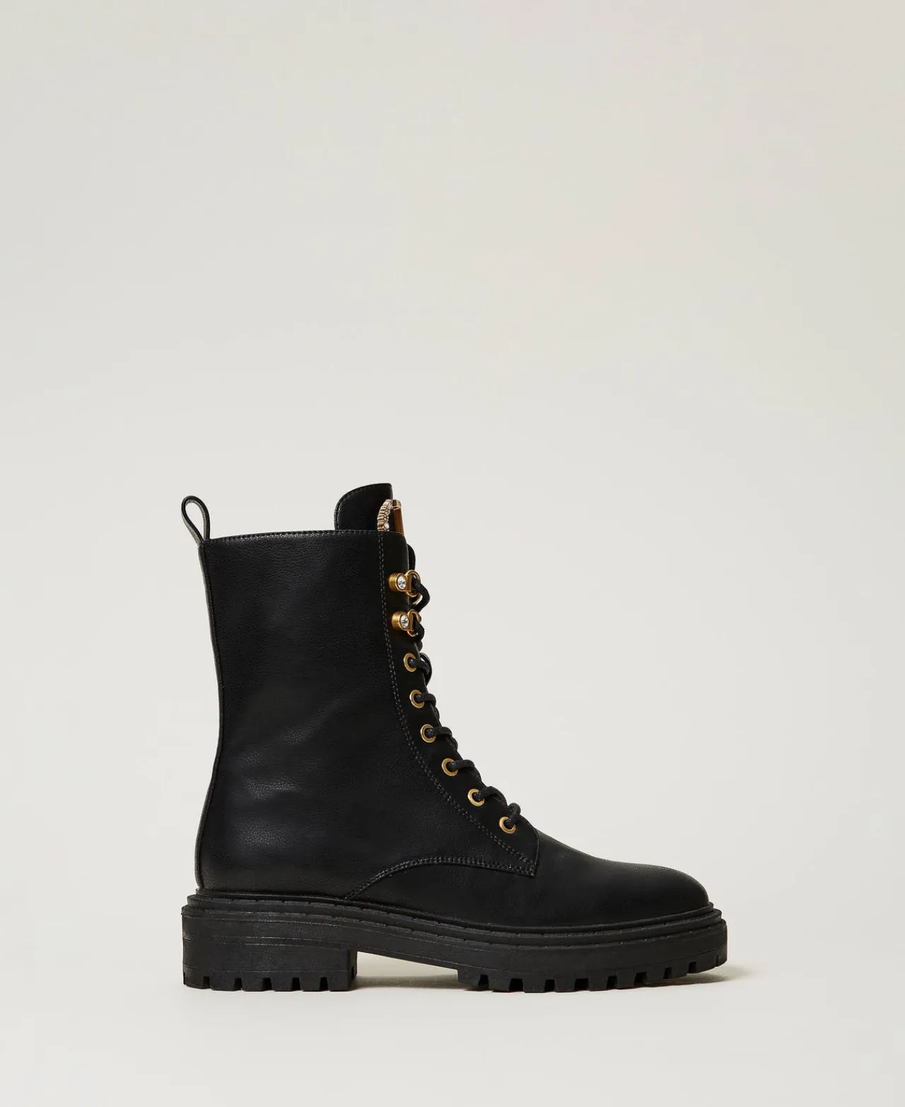 Chaussures Plates | Bottines Motardes*TWINSET Milano Bottines Motardes Avec Oval T Strassé Noir