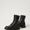 Chaussures*TWINSET Milano Bottines Motardes En Cuir Avec Logo Noir