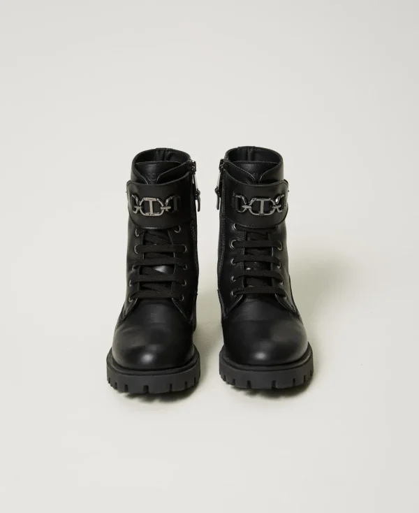 bottines_motardes_en_cuir_4.webp Chaussures*TWINSET Milano Bottines Motardes En Cuir Avec Bride Noir