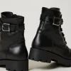 Chaussures*TWINSET Milano Bottines Motardes Enfant En Cuir Avec Bride Noir