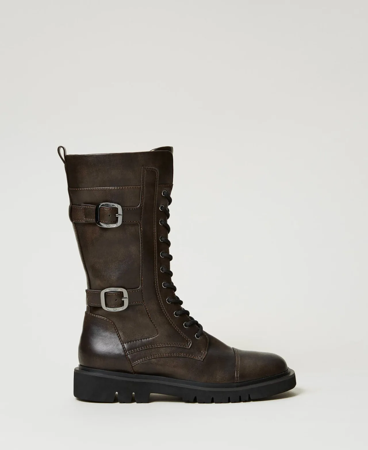 bottines_motardes_montant_0-1.webp Bottines Motardes | Chaussures Plates*TWINSET Milano Bottines Motardes Montantes Avec Brides Coffee Chocolate