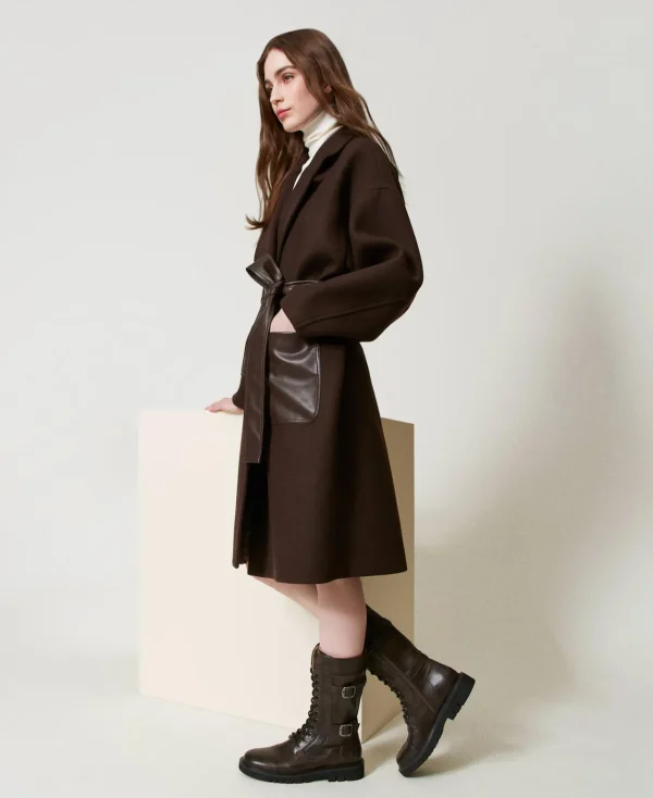 Bottines Motardes | Chaussures Plates*TWINSET Milano Bottines Motardes Montantes Avec Brides Coffee Chocolate