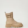bottines_motardes_myfo_av_0.webp Bottines Motardes | Chaussures Plates*TWINSET Milano Bottines Motardes MYFO Avec Double Bride Dull Gold