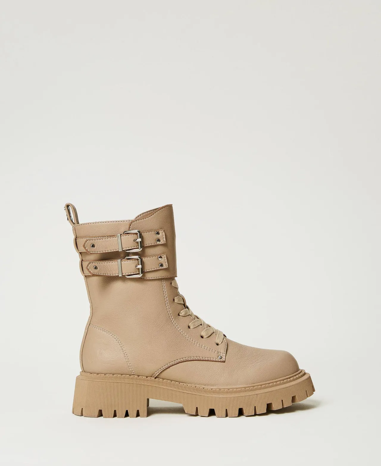 bottines_motardes_myfo_av_0.webp Bottines Motardes | Chaussures Plates*TWINSET Milano Bottines Motardes MYFO Avec Double Bride Dull Gold