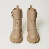 bottines_motardes_myfo_av_4.webp Bottines Motardes | Chaussures Plates*TWINSET Milano Bottines Motardes MYFO Avec Double Bride Dull Gold