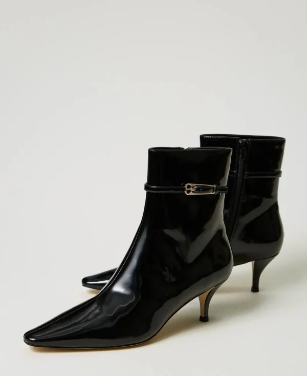 Chaussures À Talons | Bottes Et Bottines*TWINSET Milano Bottines Vernies Avec Bride Noir