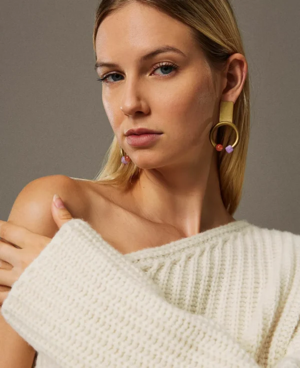 Bijoux*TWINSET Milano Boucle D’oreille Anneau Avec Pierres Rose Parisienne