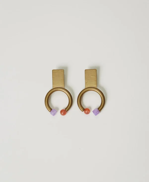 Bijoux*TWINSET Milano Boucle D’oreille Anneau Avec Pierres Rose Parisienne