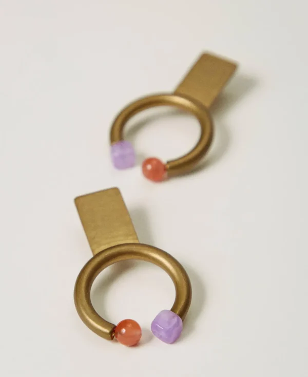 Bijoux*TWINSET Milano Boucle D’oreille Anneau Avec Pierres Rose Parisienne