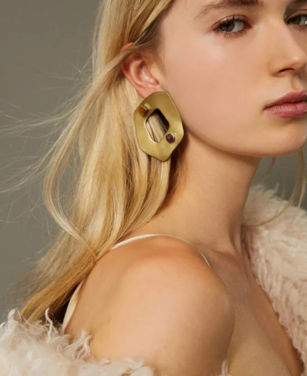 Bijoux*TWINSET Milano Boucle D’oreille Ovale En Métal Coffee Chocolate