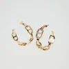Bijoux*TWINSET Milano Boucles D’oreilles Avec Chaîne Oval T Et Strass New Gold