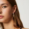Bijoux*TWINSET Milano Boucles D’oreilles Avec Chaîne Oval T Et Strass New Gold