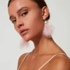 Bijoux*TWINSET Milano Boucles D’oreilles Avec Plumes Et Oval T Coral Bead