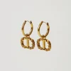 Bijoux*TWINSET Milano Boucles D’oreilles En Anneau Avec Oval T Floral Laiton Clair