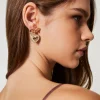 Bijoux*TWINSET Milano Boucles D’oreilles En Cœur Avec Strass Et Oval T New Gold