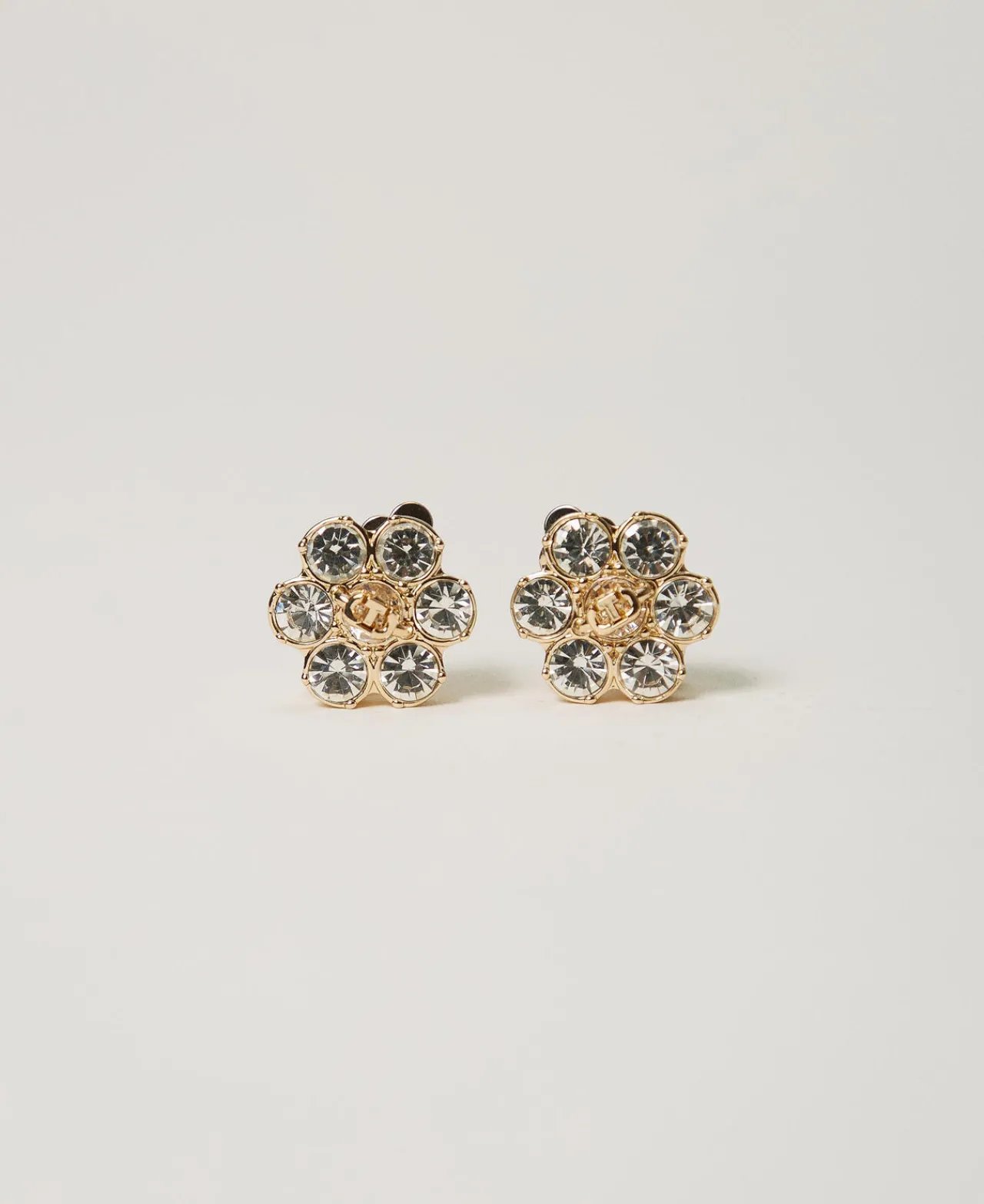 boucles_doreilles_en_fleu_0.webp Bijoux*TWINSET Milano Boucles D’oreilles En Fleur Avec Strass Et Oval T New Gold