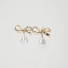 Bijoux*TWINSET Milano Boucles D’oreilles En Nœud Avec Perle New Gold