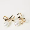 Bijoux*TWINSET Milano Boucles D’oreilles En Nœud Avec Perle New Gold